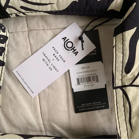 Aloha Collection Holomua Weekender Black and Cream Print Women's Bag New - Picture 2 of 5